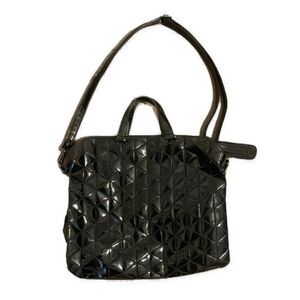 issey miyake bao bao Authentic Solid Black Medium Large Crossbody Bag Handbag